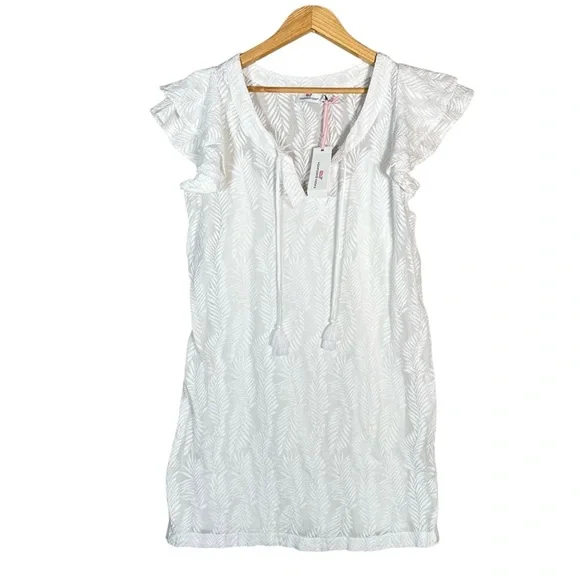 VINEYARD VINES Tasseled Embroidered Palm Tunic Shift Dress - Picture 10 of 11